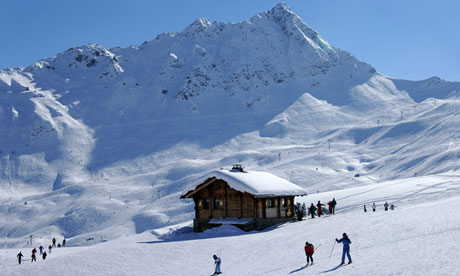 Skiing on the alpine slopes near Chamonix